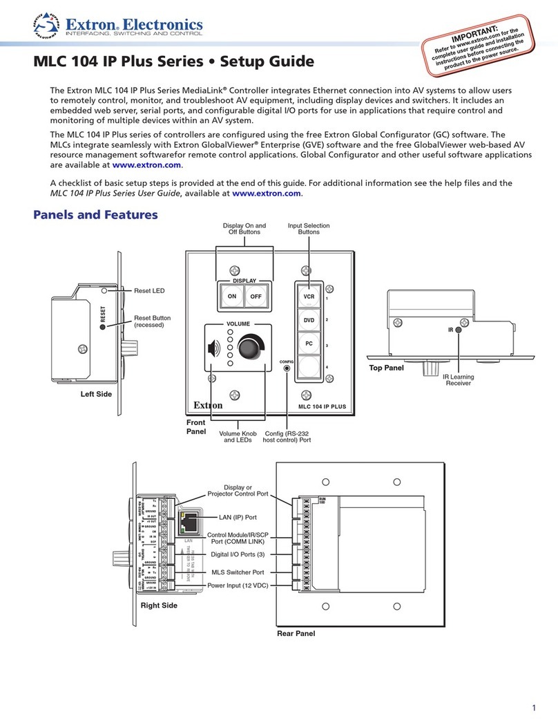 Extron electronics MLC 104 IP Plus Series User manual Extron electronics MLC 104 IP Plus Series User manual