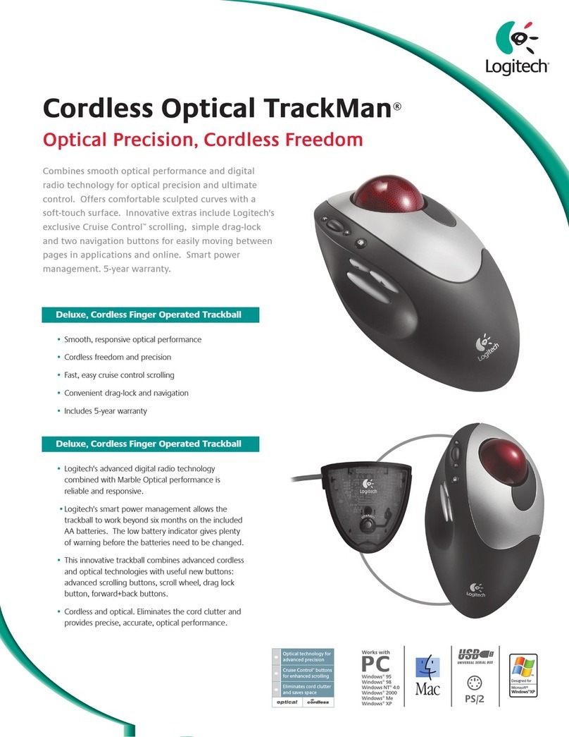 Logitech Cordless Optical TrackMan User manual Logitech Cordless Optical TrackMan User manual