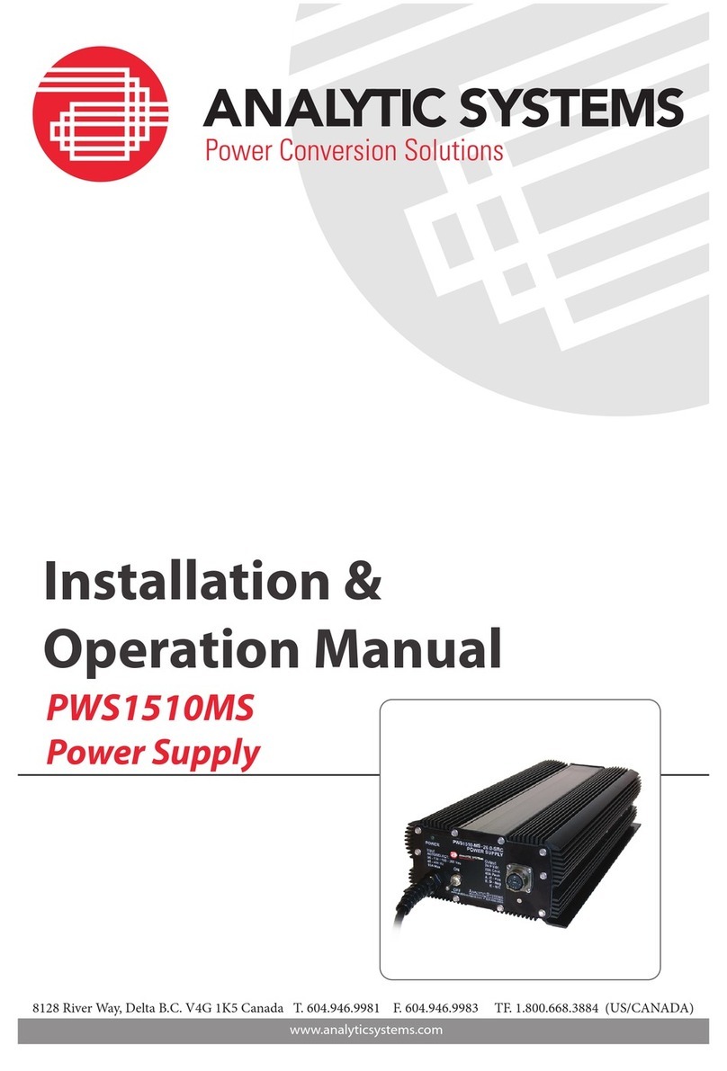 Analytic Systems PWS1510MS Installation & operation manual