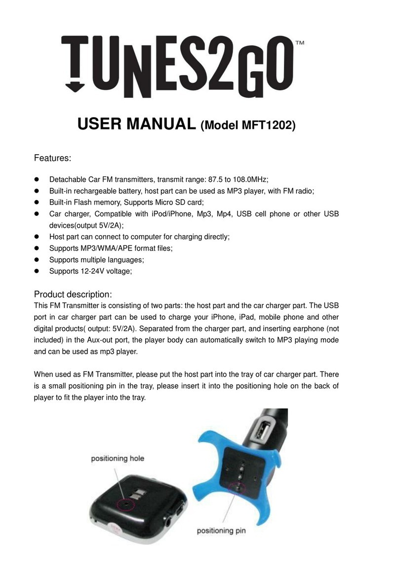 TUNES2GO MFT1202 user manual
