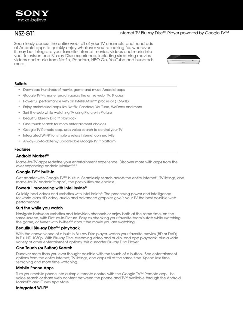 Sony NSZ-GT1 Marketing Specifications