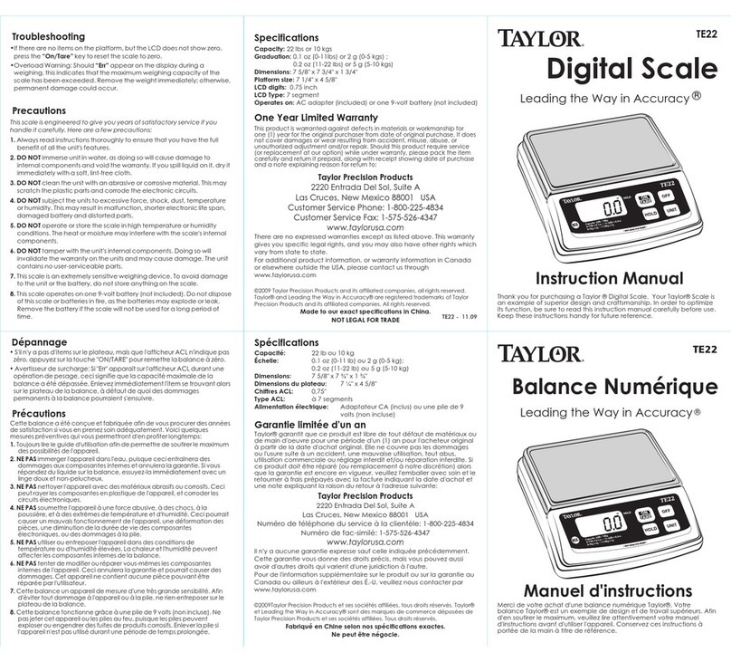 Taylor TE22 instruction manual