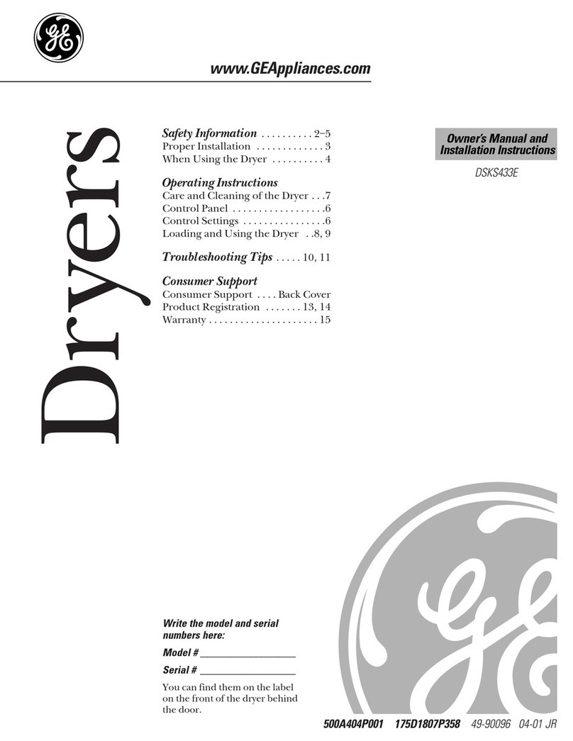 GE DSKS433E Operating instructions
