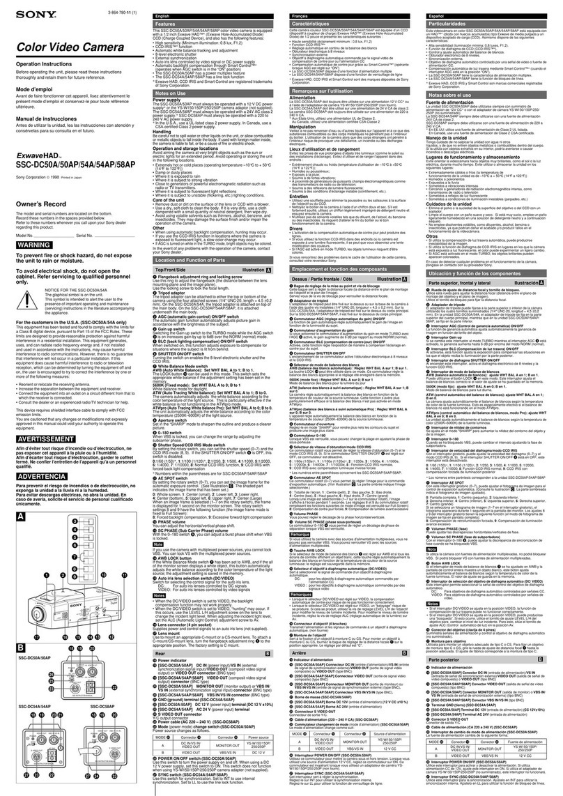 Sony ExwaveHAD SSC-DC50A operating instructions