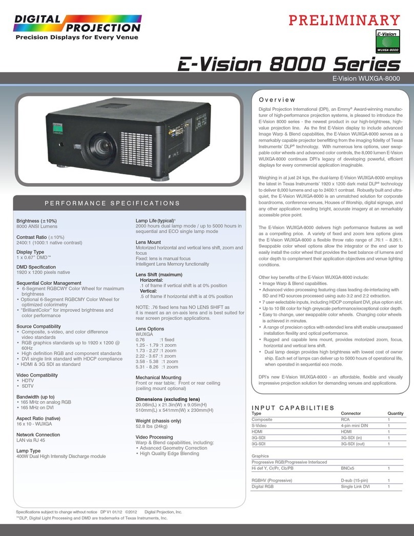 Digital Projection E-Vision WUXGA-8000 User manual