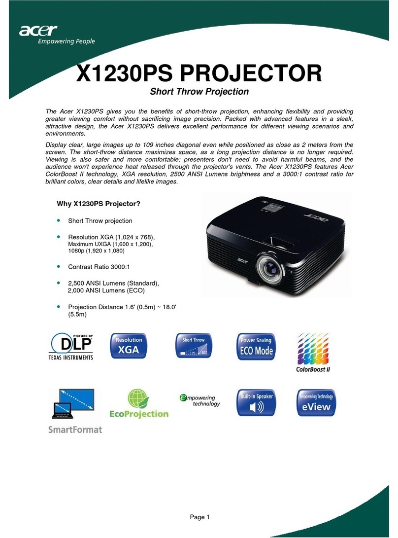 Acer X1230PS Series Technical specifications