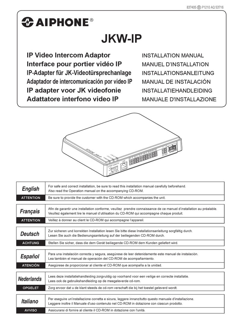 Aiphone JKW-IP MANUEL D’INSTALLATION