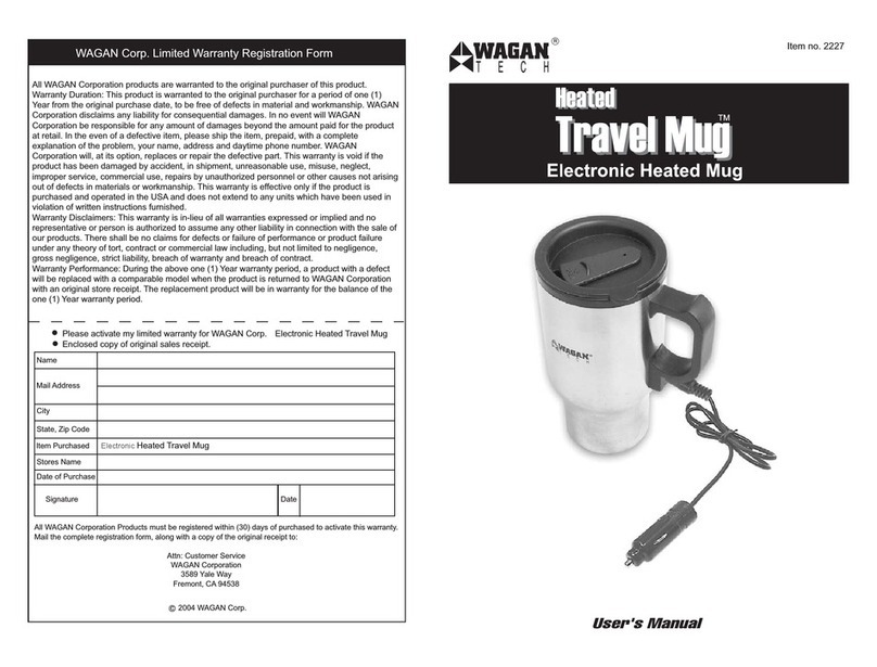 Wagan Heated travel mug user manual
