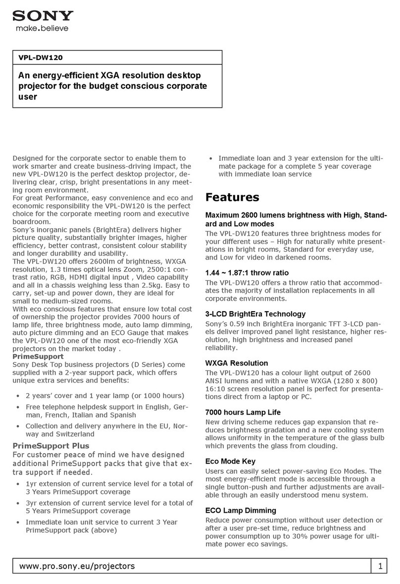 Sony VPL-DW120 Installation and operation manual