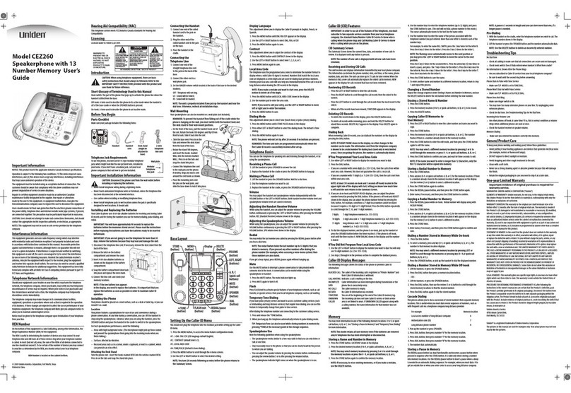 Uniden CEZ260 user guide
