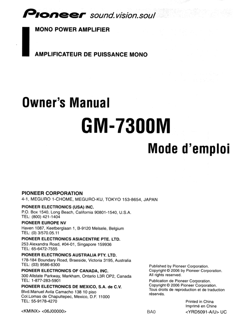 Pioneer GM-7300M - Amplifier User manual