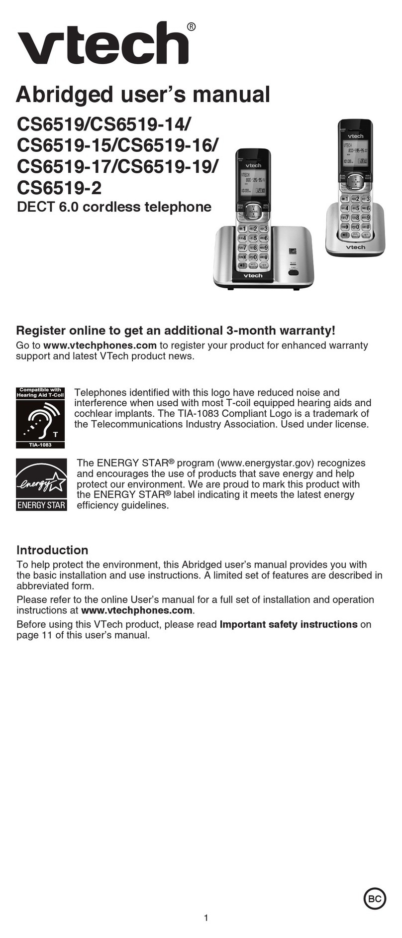 V-tech CS6519 User manual