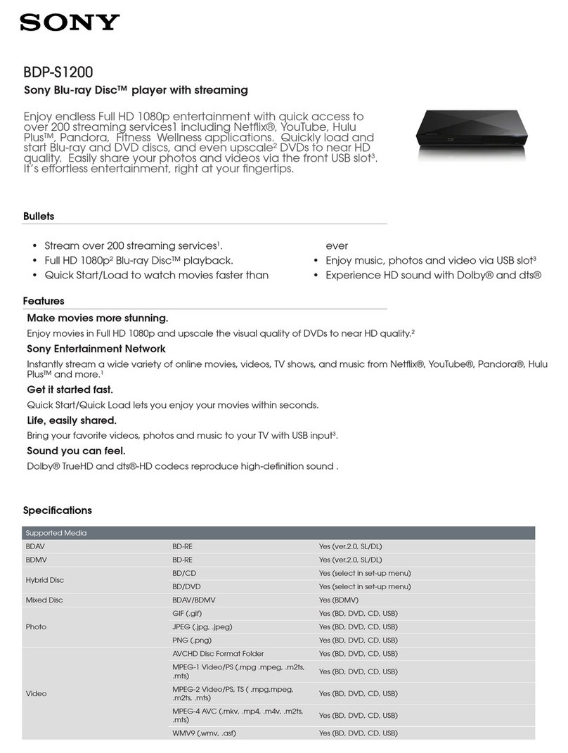 Sony BDP-S1200 User manual