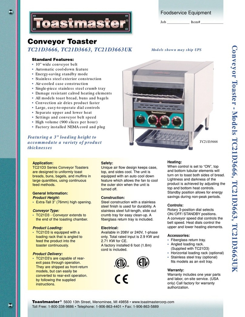 Toastmaster TC21D3666 User manual