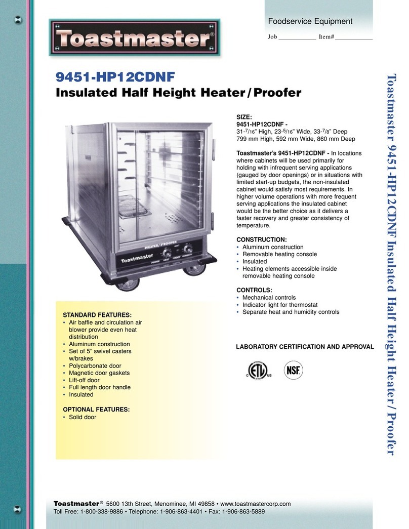 Toastmaster 9451-HP12CDNF Specifications Toastmaster 9451-HP12CDNF Specifications