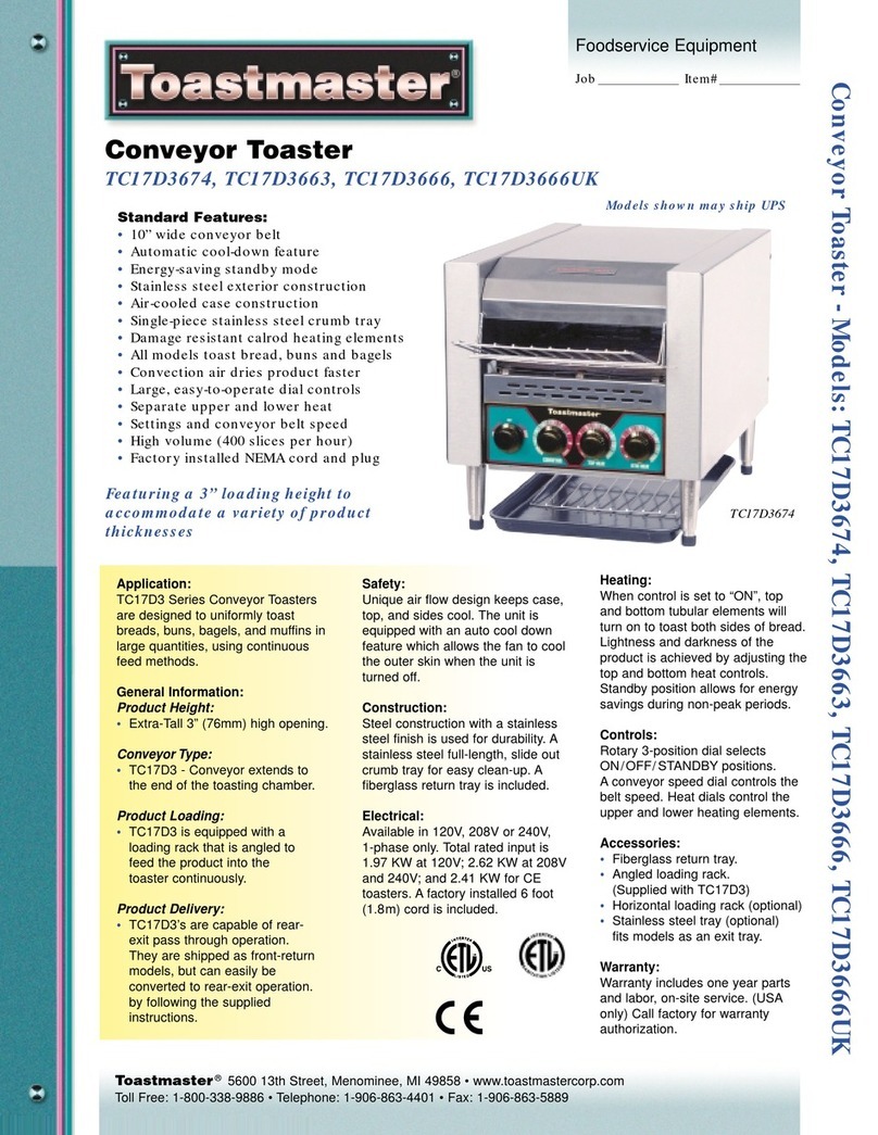 Toastmaster TC17D3674 Specifications Toastmaster TC17D3674 Specifications