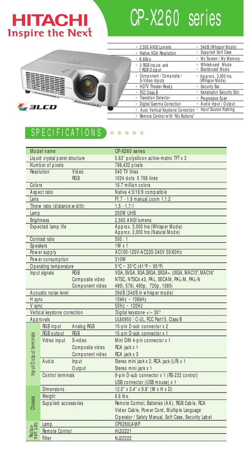 Hitachi X260 - CP XGA LCD Projector User manual Hitachi X260 - CP XGA LCD Projector User manual