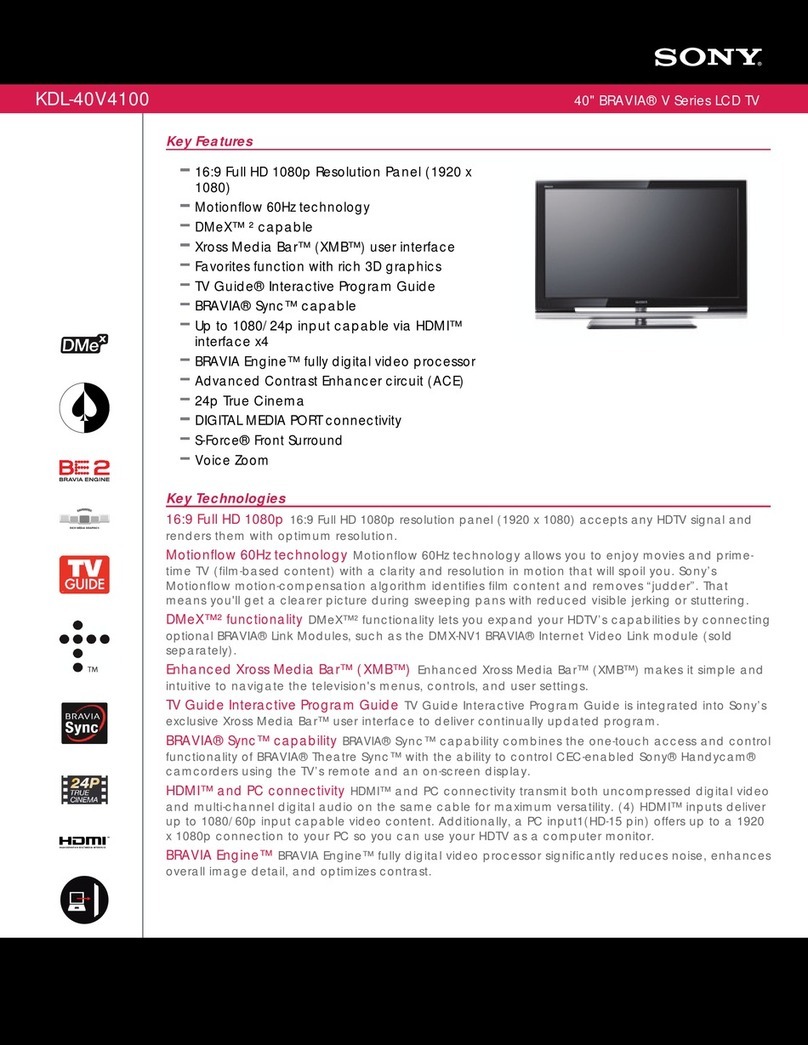 Sony BRAVIA KDL-40V4100 Installation and operation manual Sony BRAVIA KDL-40V4100 Installation and operation manual