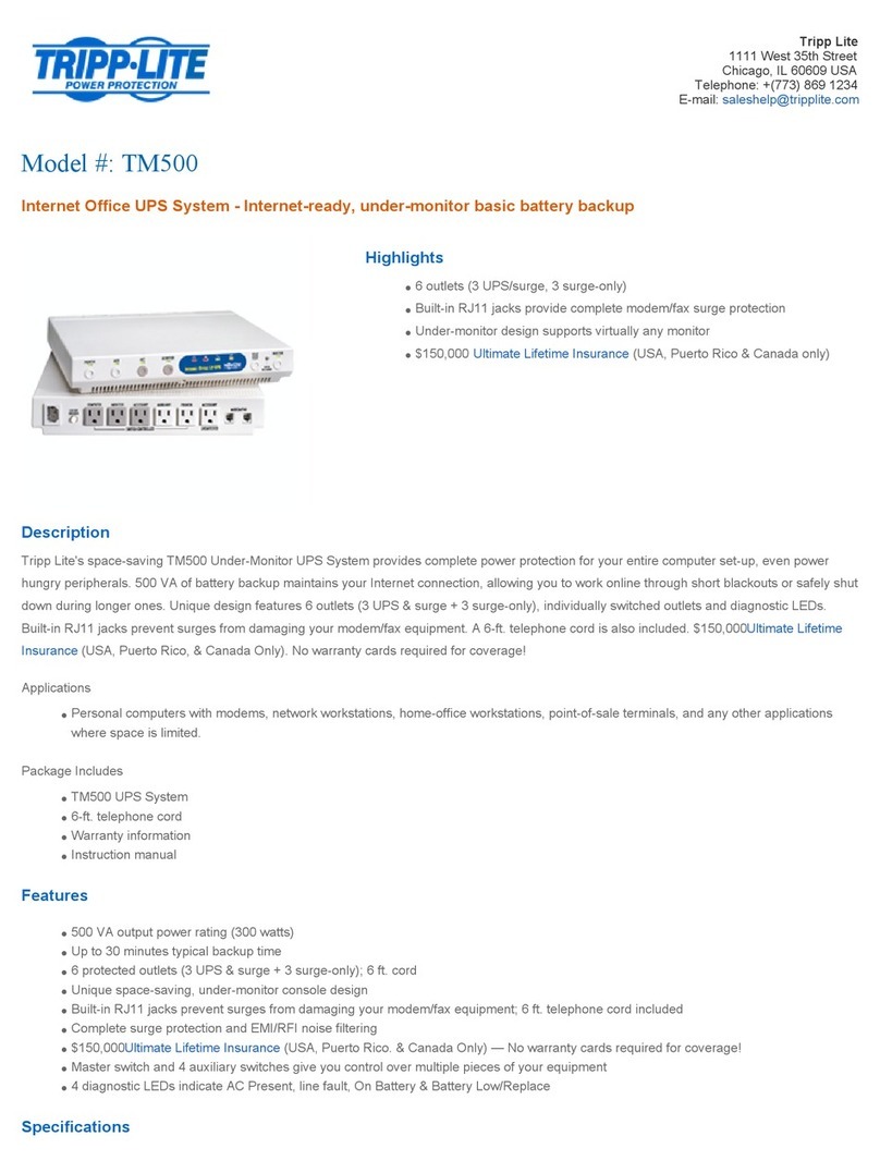 Tripp Lite TM500 Specifications