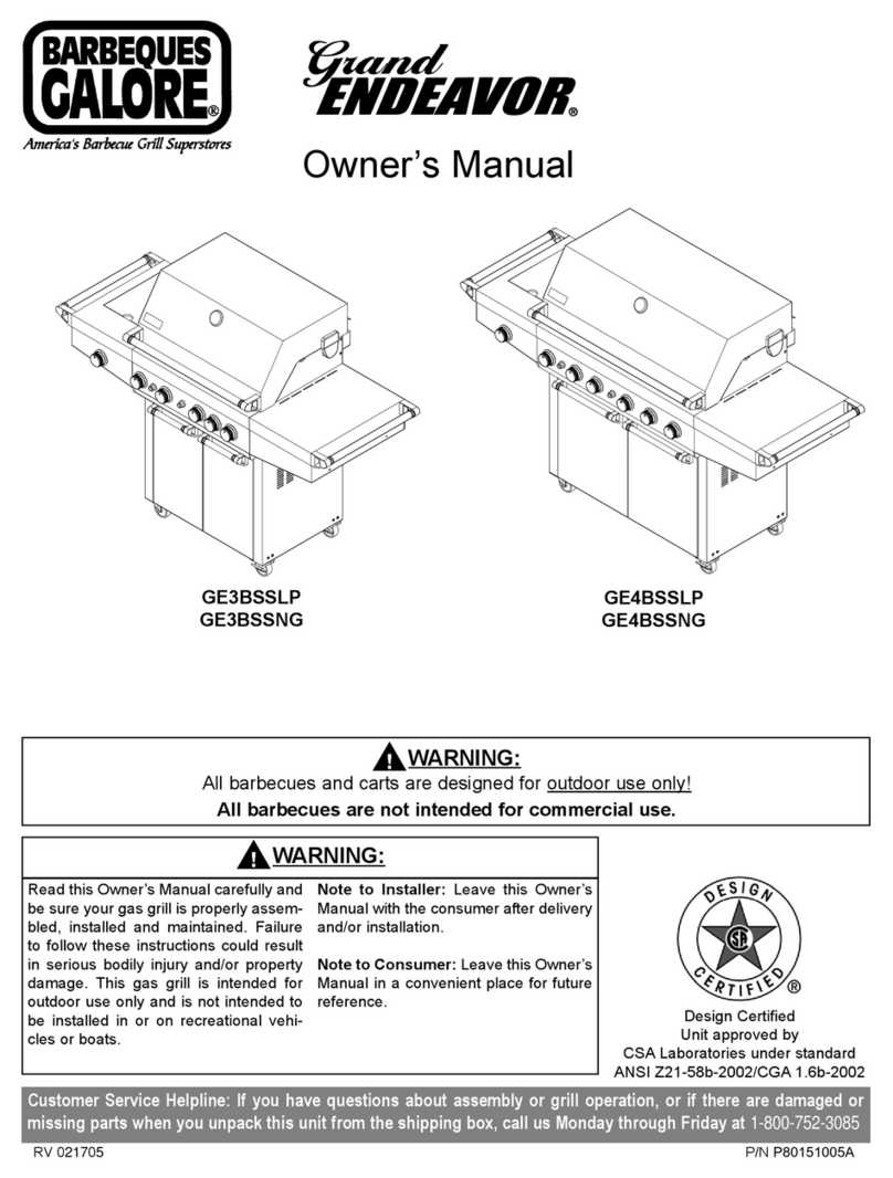 Barbeques Galore Grand Endevator GE3BSSLP owner's manual Barbeques Galore Grand Endevator GE3BSSLP owner's manual