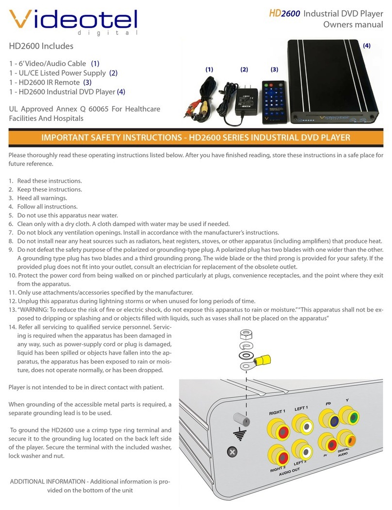 Videotel HD2600 owner's manual