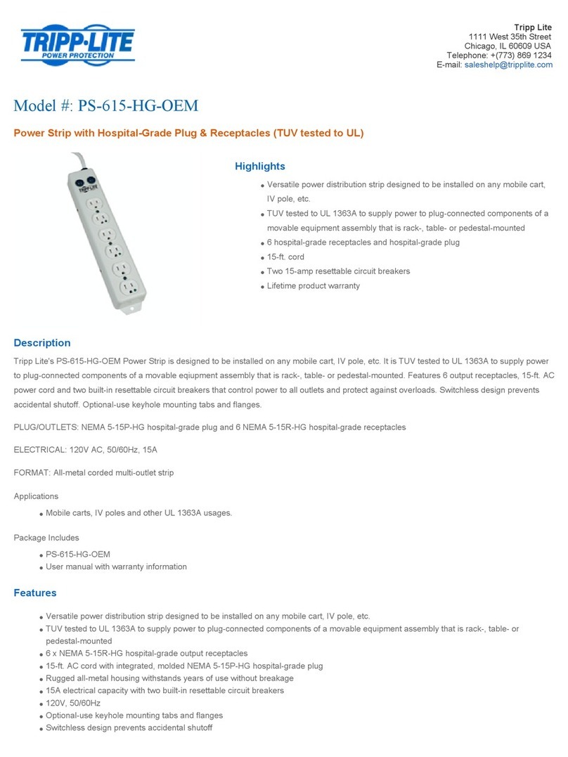 Tripp Lite PS-615-HG-OEM User manual Tripp Lite PS-615-HG-OEM User manual