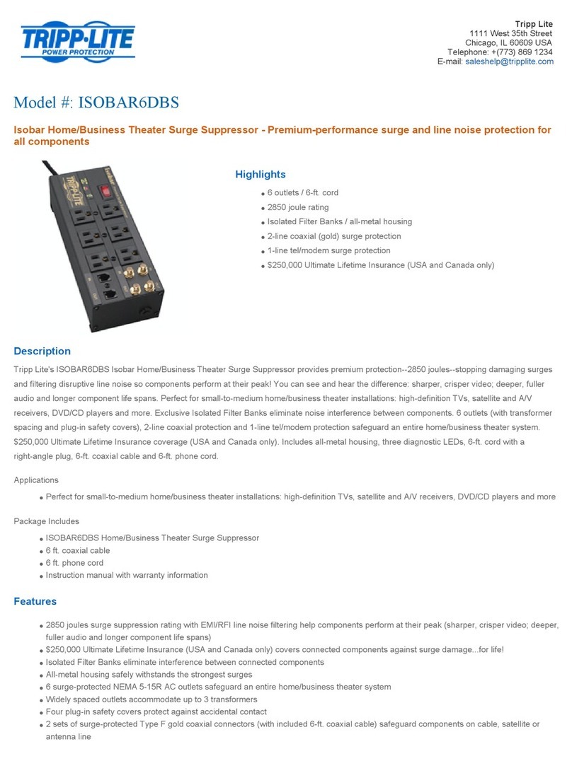 Tripp Lite ISOBAR6DBS User manual