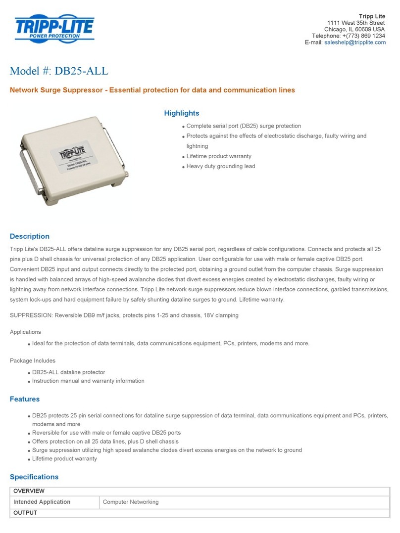 Tripp Lite Data Shield DB25-ALL Specifications Tripp Lite Data Shield DB25-ALL Specifications