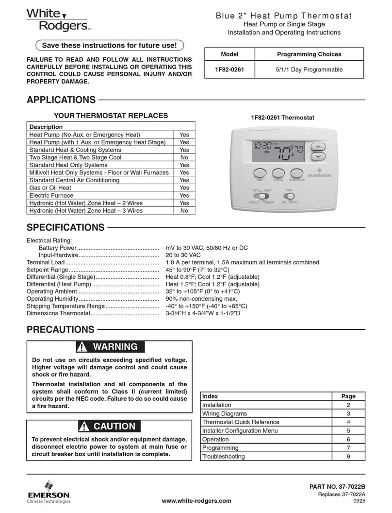 White Rodgers 1F82-0261 User manual