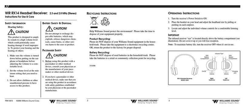 Williams Sound WIR RX14 Instructions for use & care Williams Sound WIR RX14 Instructions for use & care