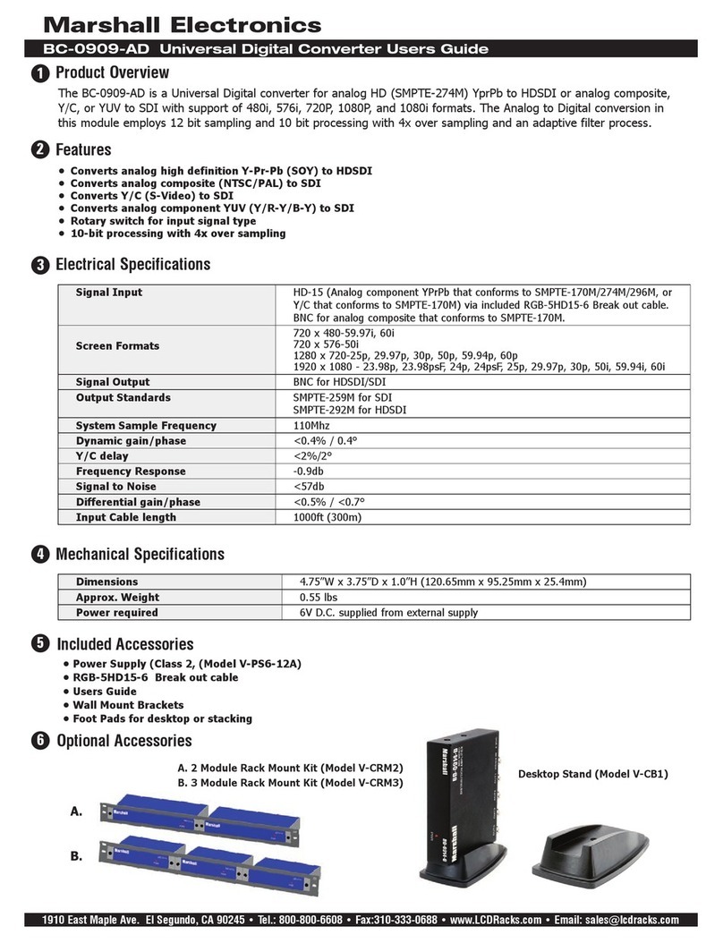 Marshall Electronics BC-0909-AD User manual