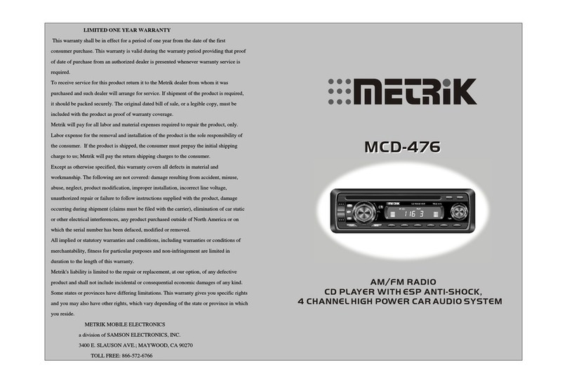 Metrik Mobile Electronics MCD-476 user manual