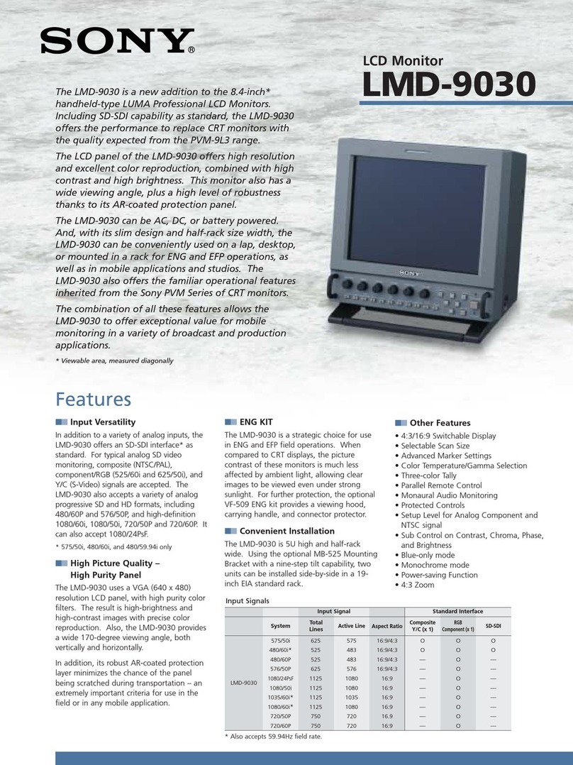 Sony LUMA LMD-9030 Installation and operation manual