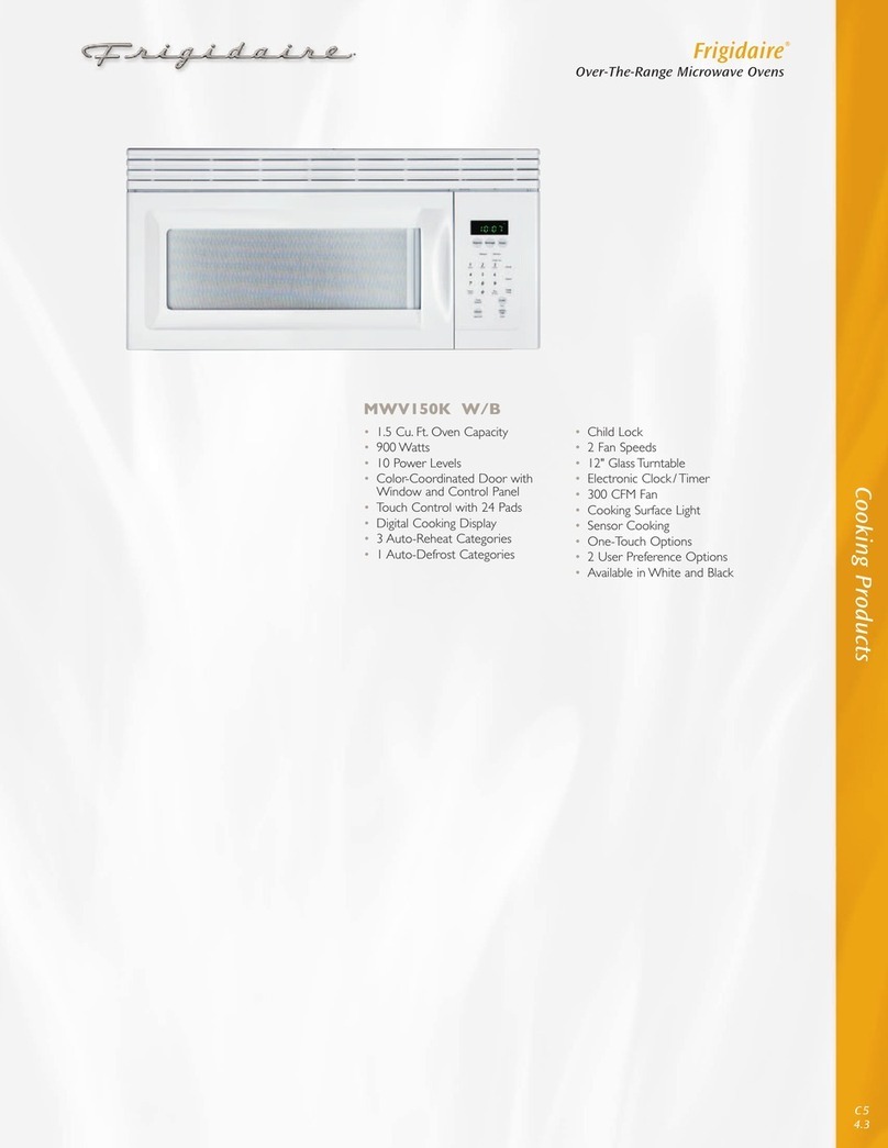 Frigidaire MWV150K Installation and operation manual