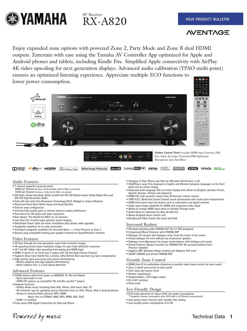 Yamaha Aventage RX-A820 New product bulletin