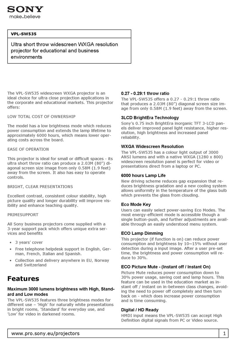 Sony VPL-SW535 Installation and operation manual Sony VPL-SW535 Installation and operation manual
