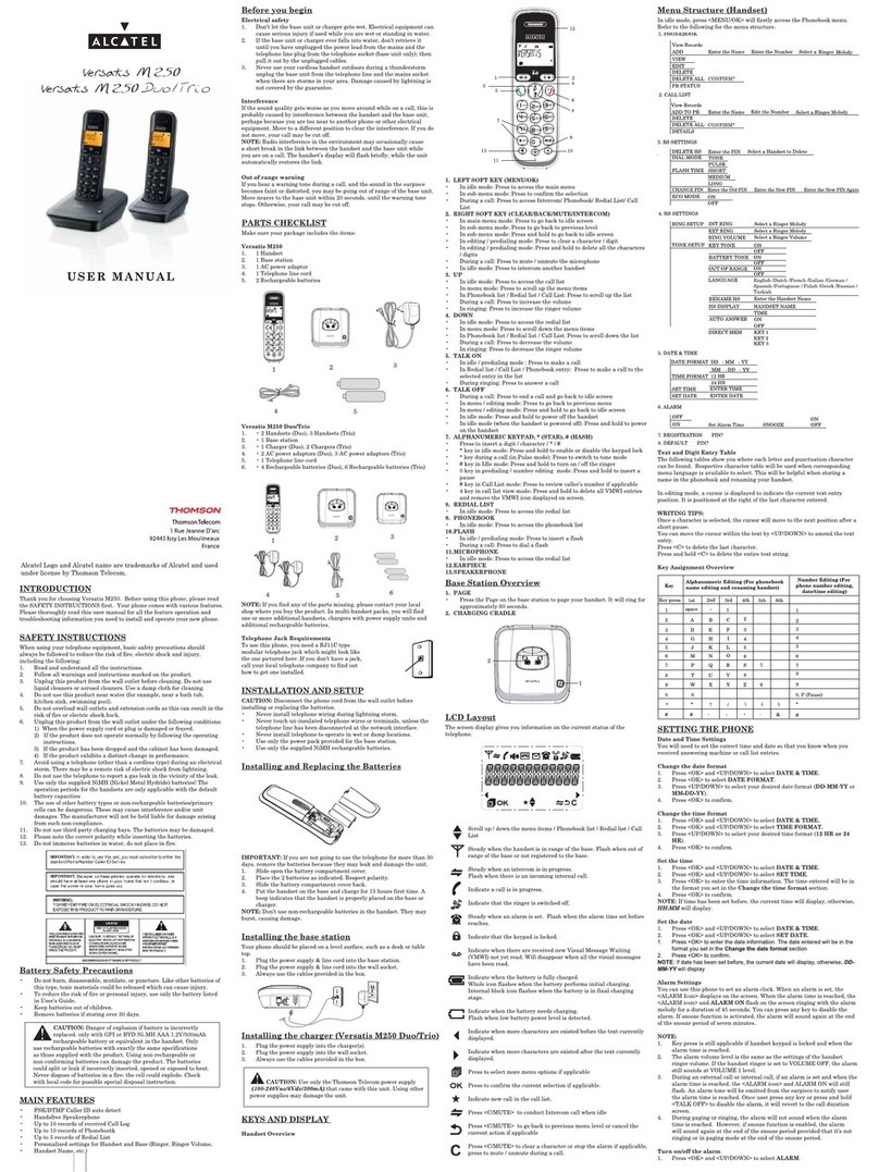 Alcatel Varsatus M250 Trio user manual