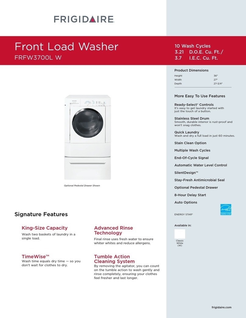 Frigidaire FRFW3700L W Dimension Guide