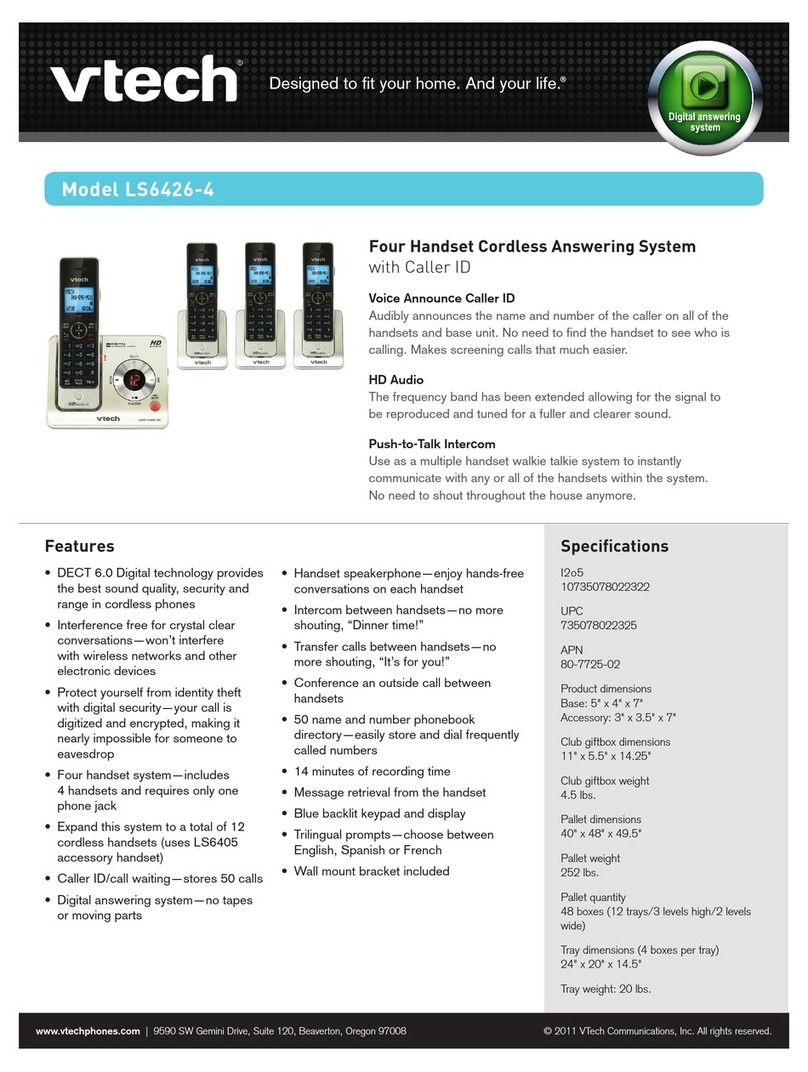 V-tech VTECH LS6426-4 Installation and operation manual