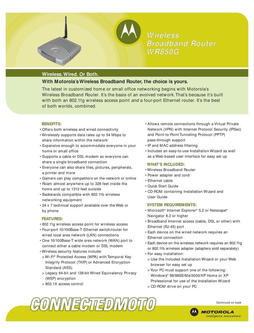 Motorola WR850G - Wireless Broadband Router User manual