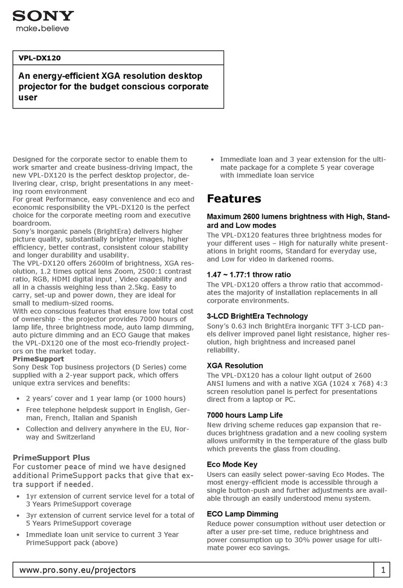 Sony VPL-DX120 Installation and operation manual