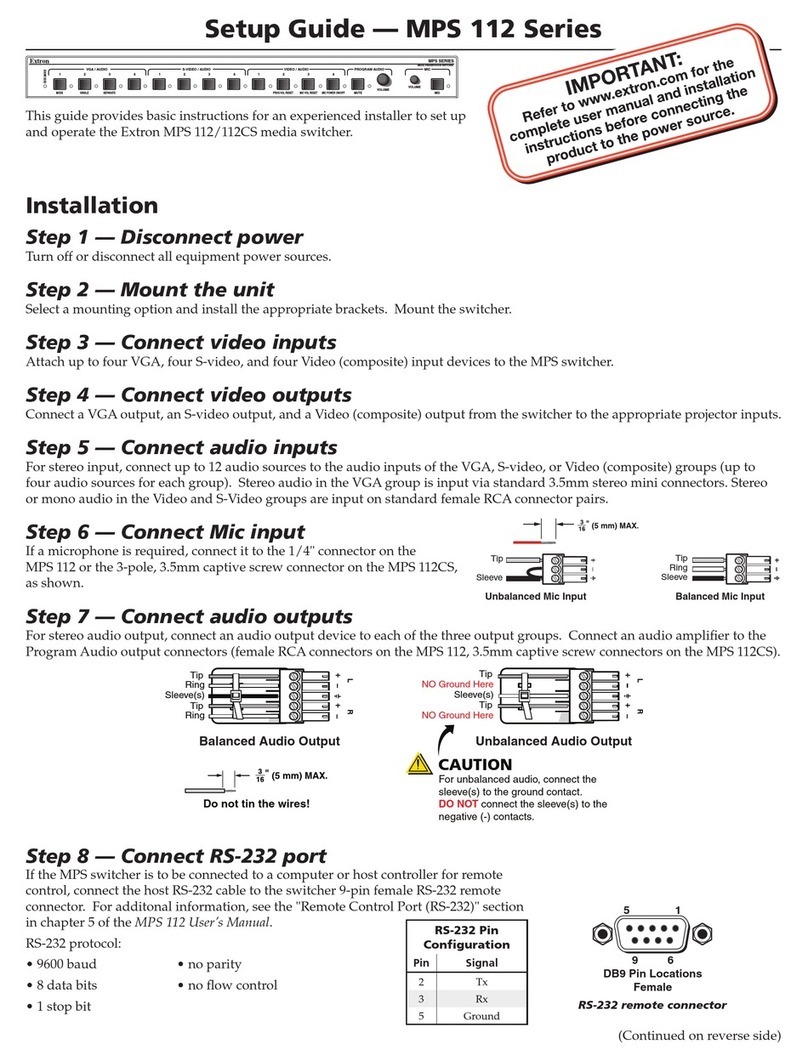 Extron electronics MPS 112 User manual