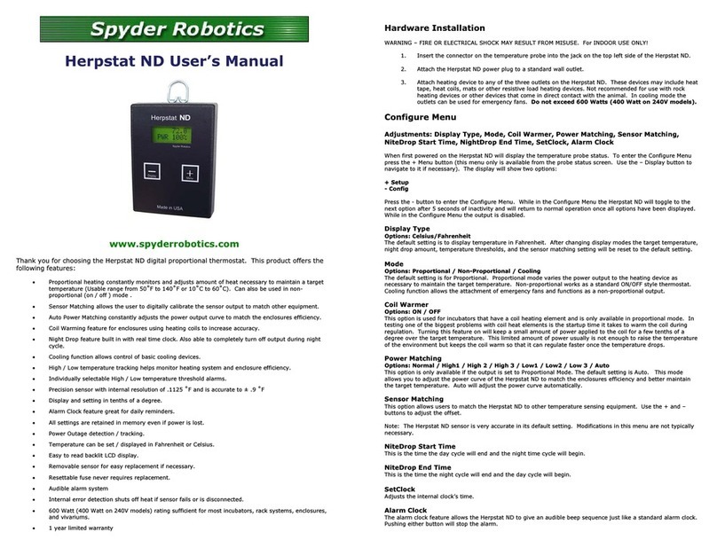 Spyder Robotics Herpstat ND User manual