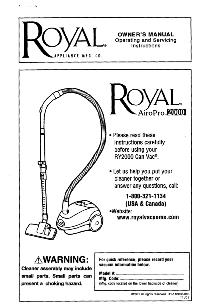 Royal Appliance AiroPro 2000 owner's manual