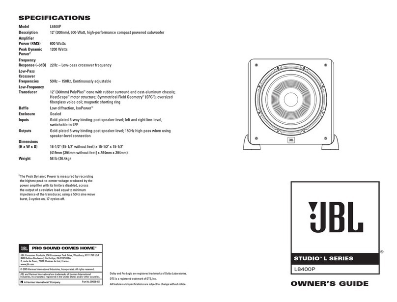 JBL STUDIO L8400P owner's guide