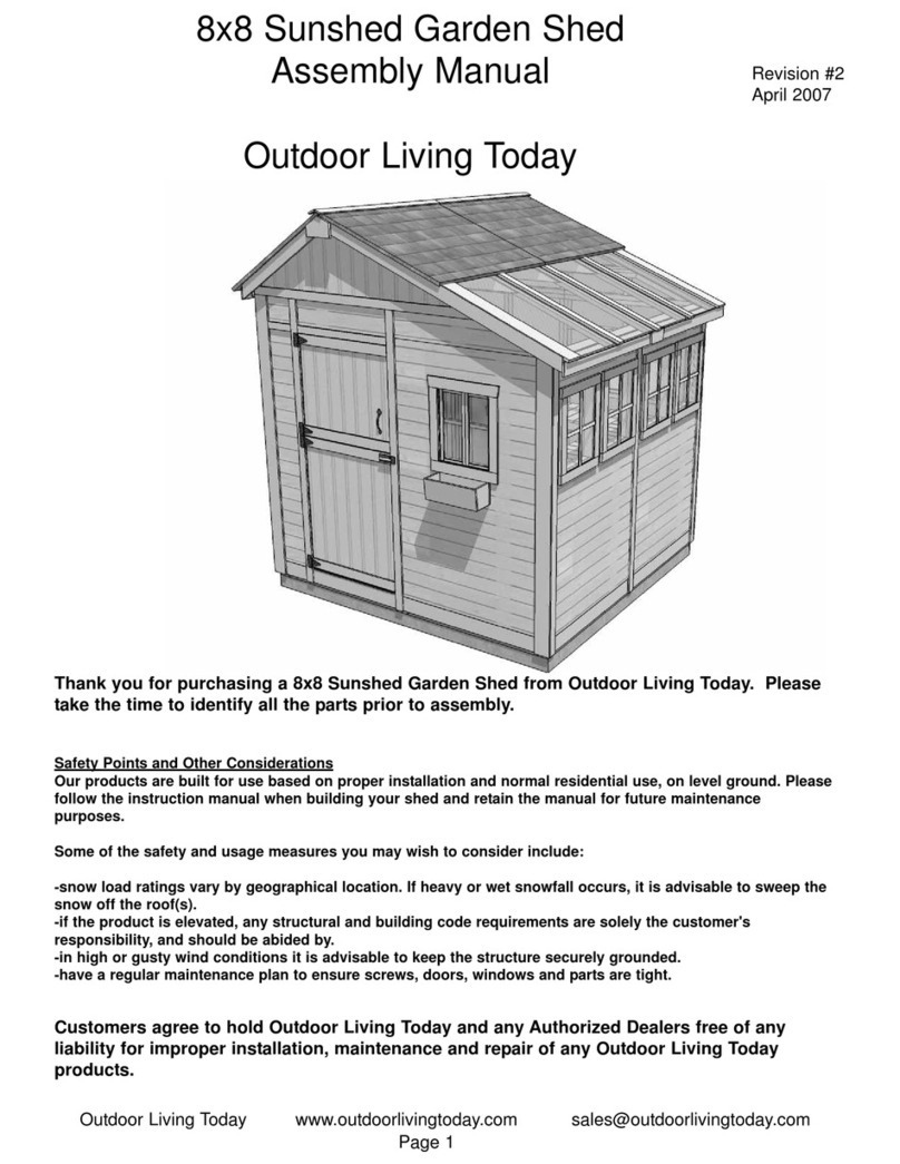 Outdoor living today 8x8 Sunshed Garden Shed Assembly manual