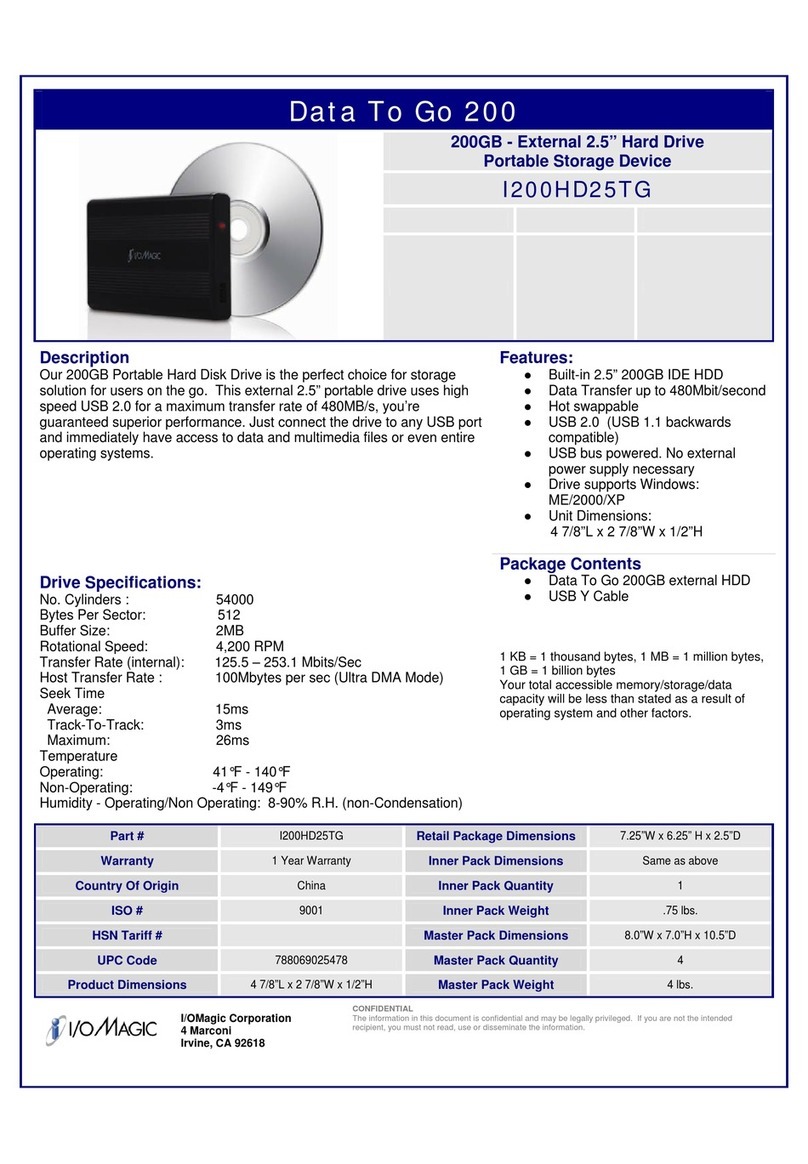 I/O Magic I200HD25TG Specifications