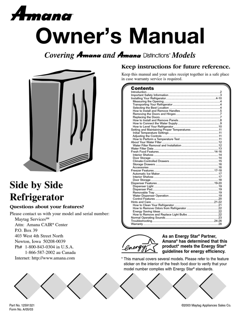 Amana Distinctions User manual