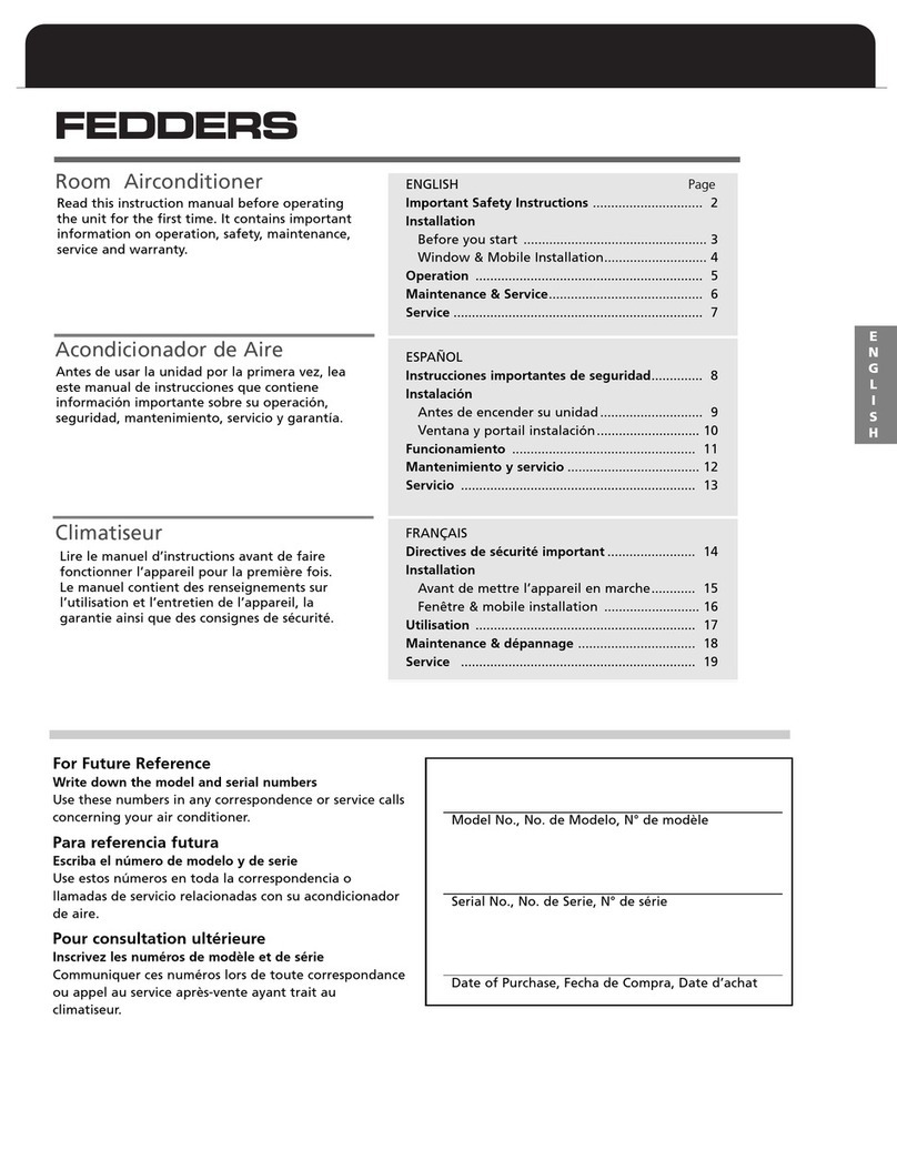 Fedders Room Airconditioner instruction manual