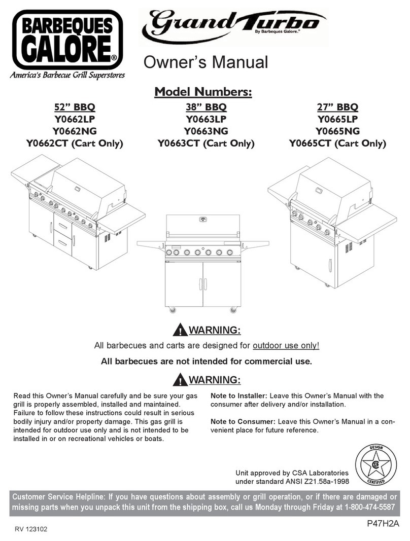 Barbeques Galore Y0662LP owner's manual